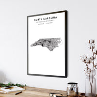 
              North Carolina, United States Scandinavian Style Map Print 
            