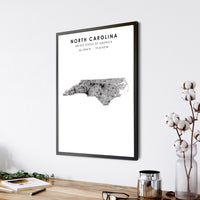 North Carolina, United States Scandinavian Style Map Print 