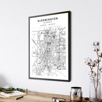 Bloomington, Illinois Scandinavian Map Print 