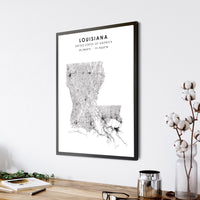 Louisiana, United States Scandinavian Style Map Print 