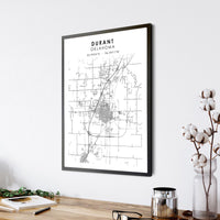 
              Durant, Oklahoma Scandinavian Map Print 
            