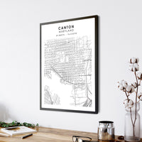 
              Canton, Maryland Scandinavian Map Print 
            