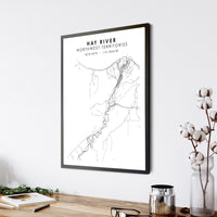 Hay River, Northwest Territories Scandinavian Style Map Print 