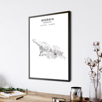 
              Georgia Country, Eurasia Scandinavian Style Map Print 
            