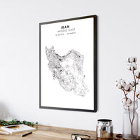 Iran Scandinavian Style Map Print 