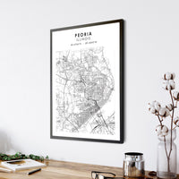 
              Peoria, Illinois Scandinavian Map Print 
            