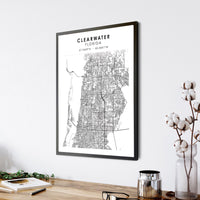 Clearwater, Florida Scandinavian Map Print 