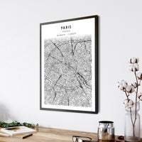 Paris, France Scandinavian Style Map Print 