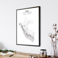 
              Peru, South America Scandinavian Style Map Print 
            