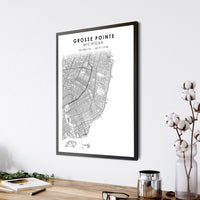 
              Grosse Pointe, Michigan Scandinavian Map Print 
            
