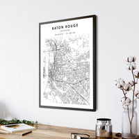 
              Baton Rouge, Louisiana Scandinavian Map Print 
            