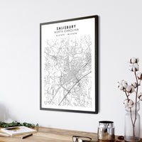 
              Salisbury, North Carolina Scandinavian Map Print 
            