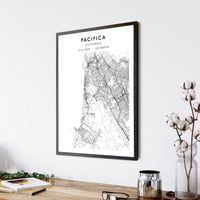
              Pacifica, California Scandinavian Map Print 
            