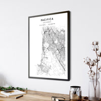 Pacifica, California Scandinavian Map Print 