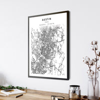 
              Austin, Texas Scandinavian Map Print 
            