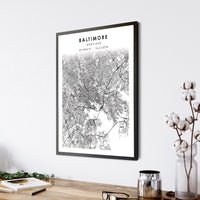 
              Baltimore, Maryland Scandinavian Map Print 
            
