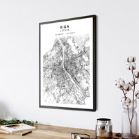 
              Riga, Latvia Scandinavian Style Map Print 
            