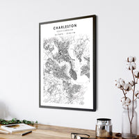 Charleston, South Carolina Scandinavian Map Print 