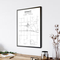 
              Bennett, Colorado Scandinavian Map Print 
            
