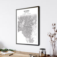 
              Athens, Greece Scandinavian Style Map Print 
            