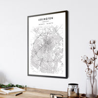 Lexington, Kentucky Scandinavian Map Print 