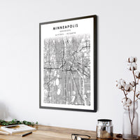 Minneapolis, Minnesota Scandinavian Map Print 