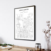 
              Lewis Center, Ohio Scandinavian Map Print 
            