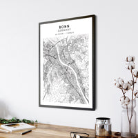 
              Bonn, Germany Scandinavian Style Map Print 
            