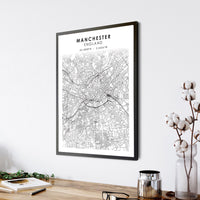 Manchester, England Scandinavian Style Map Print 
