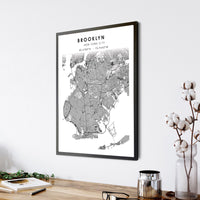 Brooklyn, New York Scandinavian Map Print 