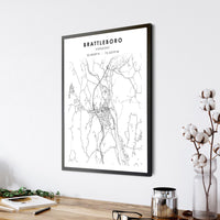
              Brattleboro, Vermont Scandinavian Map Print 
            