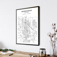 
              Brownsburg, Indiana Scandinavian Map Print 
            