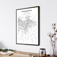 Binghamton, New York Scandinavian Map Print 