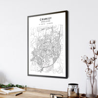 
              Crawley England Scandinavian Style Map Print 
            