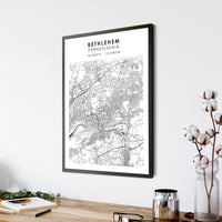 Bethlehem, Pennsylvania Scandinavian Map Print 