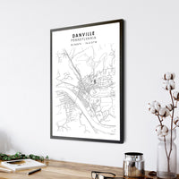 Danville, Pennsylvania Scandinavian Map Print 