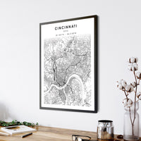 Cincinnati, Ohio Scandinavian Map Print 