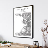 
              Saint Petersburg, Russia Scandinavian Style Map Print 
            