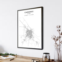 
              Cardenas, Cuba Scandinavian Style Map Print 
            