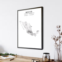 
              Mexico Scandinavian Style Map Print 
            