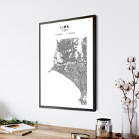 
              Lima, Peru Scandinavian Style Map Print 
            