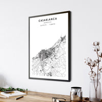 Casablanca, Morocco Scandinavian Style Map Print 