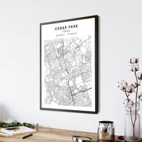 
              Cedar Park, Texas Scandinavian Map Print 
            