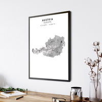 
              Austria, Europe Scandinavian Style Map Print 
            