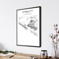 Panama City, Florida Scandinavian Map Print 