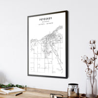 
              Petoskey, Michigan Scandinavian Map Print 
            