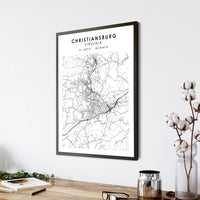 
              Christiansburg, Virginia Scandinavian Map Print 
            