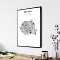 
              Romania Scandinavian Style Map Print 
            