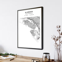 
              Alameda, California Scandinavian Map Print 
            