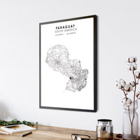 Paraguay Scandinavian Style Map Print 